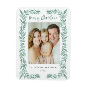 Grüner Zweig Rahmen Weihnachtsklassiker Magnet
