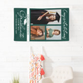 Grünes 3-Foto-Collage-Abschluss-Gratulation Absolv Banner (Insitu)