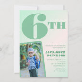 Grünes 6. Geburtstag Einladungen Farbvolles Foto (Vorderseite)
