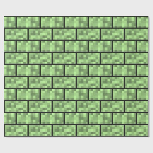 Grünes 8-BitVideospiel-Art-Ziegelstein-Muster Geschenkpapier (Flach)