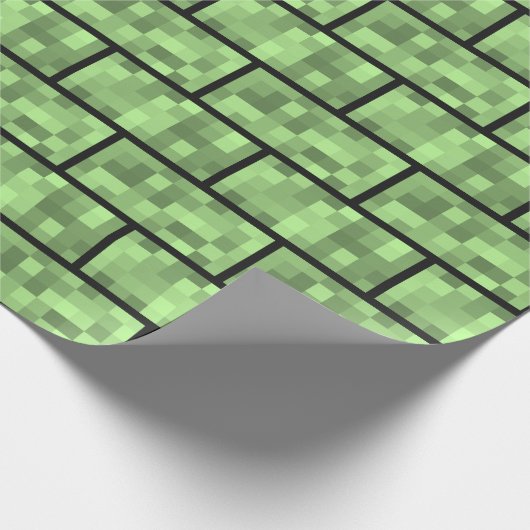 Grünes 8-BitVideospiel-Art-Ziegelstein-Muster Geschenkpapier (Ecke)