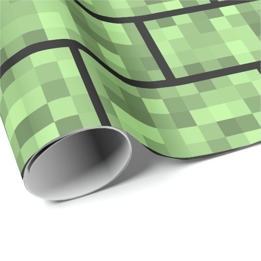 Grünes 8-BitVideospiel-Art-Ziegelstein-Muster Geschenkpapier (Rolleneckpunkt)