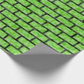 Grünes 8-BitVideospiel-Blick-Ziegelstein-Muster Geschenkpapier (Ecke)