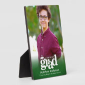 Grünes Abschluss Foto Fett Typografie Minimalistis Fotoplatte (Seite)