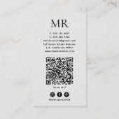 Grünes abstraktes Aquarell mit Monogramm & QR-Code Visitenkarte (Rückseite)