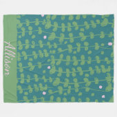 Grünes Abstraktes Blumenmuster Personalisiert Fleecedecke (Vorderseite (Horizontal))