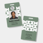 Grünes abstraktes Design Mitarbeiter Foto ID Firma Ausweis (Vorder- & Rückseite)