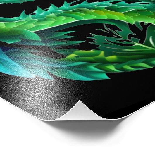 Grünes Abstraktes Drachendesign Fotodruck (Ecke)
