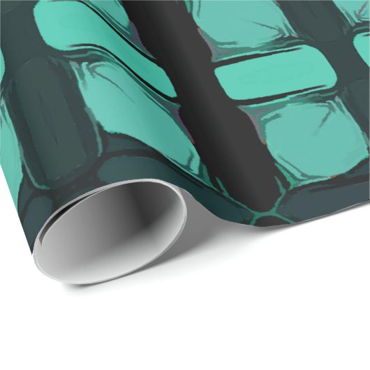 Grünes Abstraktes modernes geometrisches Muster Geschenkpapier (Rolleneckpunkt)