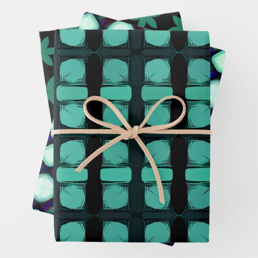 Grünes Abstraktes modernes geometrisches Muster Geschenkpapier Set (Beispiel)