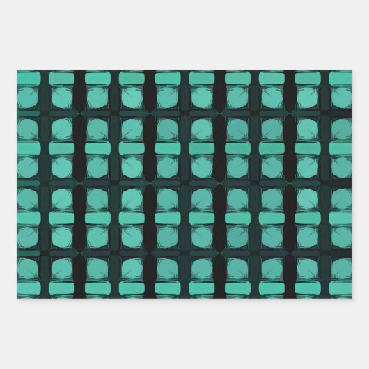 Grünes Abstraktes modernes geometrisches Muster Geschenkpapier Set (Vorderseite)