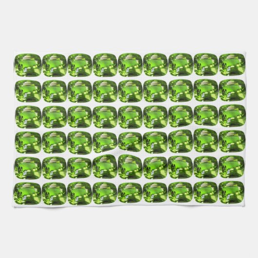 Grünes Abstraktes Muster Geschirrtuch (Horizontal)