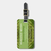 Grünes Abstraktes Patchwork mit Logos Gepäckanhänger (Vorderseite vertikal)