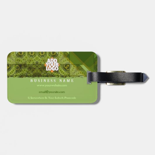 Grünes Abstraktes Patchwork mit Logos Gepäckanhänger (Rückseite horizontal)