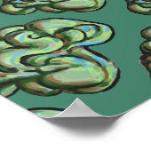 Grünes Abstraktes Poster mit Blauem Engel (Ecke)