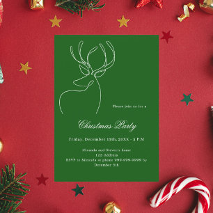 Grünes abstraktes Rentier Modernes WeihnachtsParty Einladung