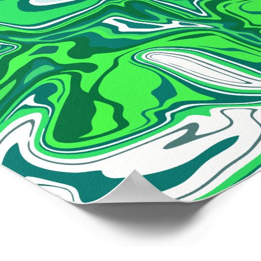 Grünes Abstraktes Swirbeldesign Poster (Ecke)