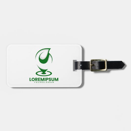 Grünes abstraktes Wassertröpfchen- und Globus-Logo Gepäckanhänger (Vorderseite horizontal)