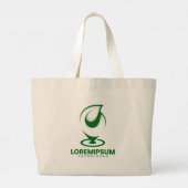 Grünes abstraktes Wassertröpfchen- und Globus-Logo Jumbo Stoffbeutel (Rückseite)
