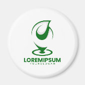 Grünes abstraktes Wassertröpfchen- und Globus-Logo Magnet (Vorne)