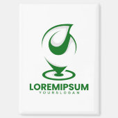 Grünes abstraktes Wassertröpfchen- und Globus-Logo Magnet (Vorderseite)