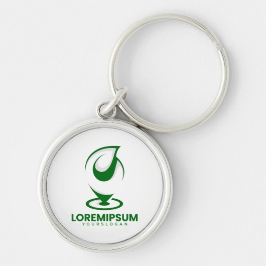Grünes abstraktes Wassertröpfchen- und Globus-Logo Schlüsselanhänger (Vorne)