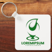 Grünes abstraktes Wassertröpfchen- und Globus-Logo Schlüsselanhänger (Vorderseite)