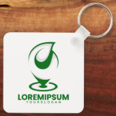 Grünes abstraktes Wassertröpfchen- und Globus-Logo Schlüsselanhänger (Rückseite)
