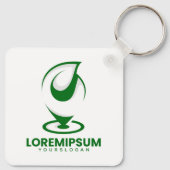 Grünes abstraktes Wassertröpfchen- und Globus-Logo Schlüsselanhänger (Rückseite)