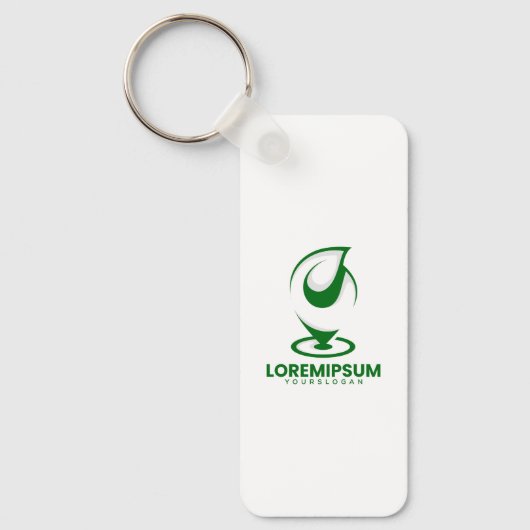 Grünes abstraktes Wassertröpfchen- und Globus-Logo Schlüsselanhänger (Vorderseite)