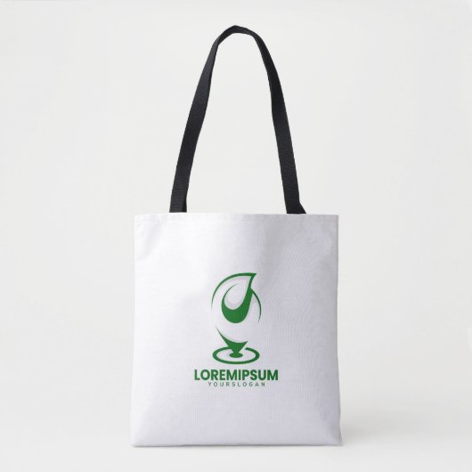 Grünes abstraktes Wassertröpfchen- und Globus-Logo Tasche (Vorderseite)