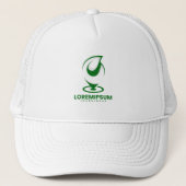 Grünes abstraktes Wassertröpfchen- und Globus-Logo Truckerkappe (Vorderseite)