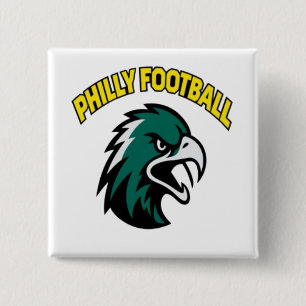 Grünes Adler-Maskottchen Philly-Fußballfan-Bekleid Button