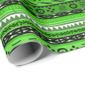 Grünes afrikanisches Musterpapier Geschenkpapier (Rolleneckpunkt)