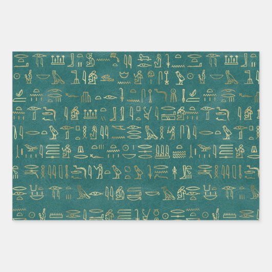 Grünes ägyptisches Wrapping-Papier | ägyptisch Geschenkpapier Set (Vorderseite 3)