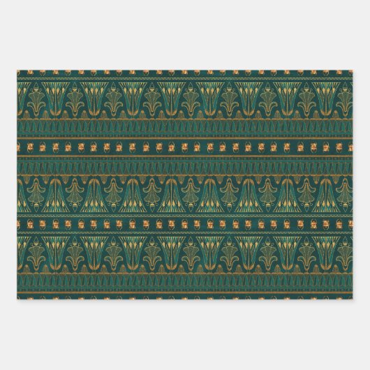 Grünes ägyptisches Wrapping-Papier | ägyptisch Geschenkpapier Set (Vorderseite)