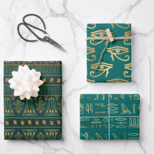 Grünes ägyptisches Wrapping-Papier Geschenkpapier Set