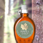 Grünes Ahornsirup-Etikett mit Ahornleaf Runder Aufkleber