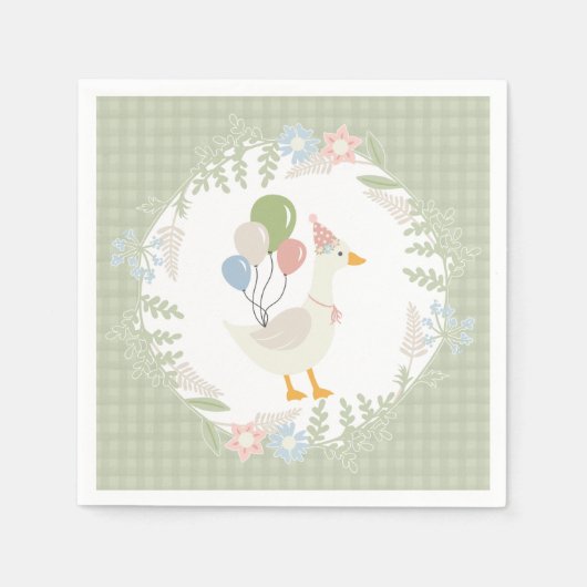 Grünes Albernes Gänsepapier Serviette (Vorderseite)