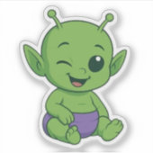 Grünes Alien-Baby Aufkleber (Vorderseite)