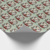 Grünes Alpaca Weihnachtsgeschenk Wrapping Paper Geschenkpapier (Ecke)