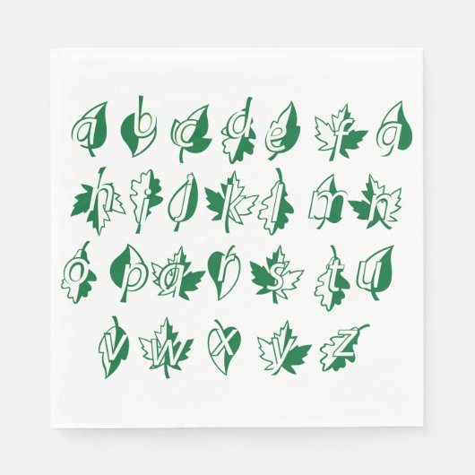 Grünes Alphabet Papier Napkins Serviette (Vorderseite)