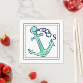 Grünes Anker-Monogramm Nautilus Serviette (Beispiel)