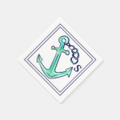 Grünes Anker-Monogramm Nautilus Serviette (Ecke)