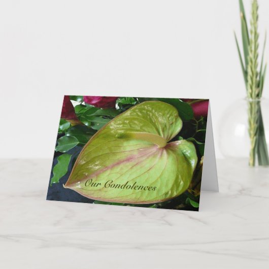 Grünes Anthurium Herz Tropische Blume Beileid Karte (Vorderseite)