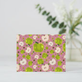 Grünes Apfelmuster Postkarte (Stehend Vorderseite)