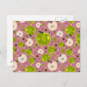 Grünes Apfelmuster Postkarte (Vorne/Hinten)