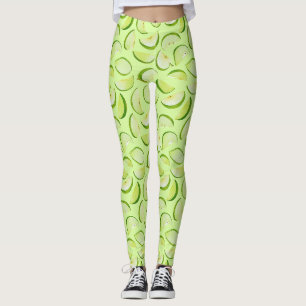 Grünes Apfelscheibenmuster Leggings