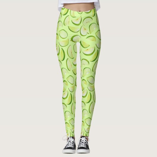Grünes Apfelscheibenmuster Leggings (Vorderseite)