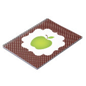 Grünes Apple auf Brown-Tupfen-Hintergrund Notizblock (Linke Seite)